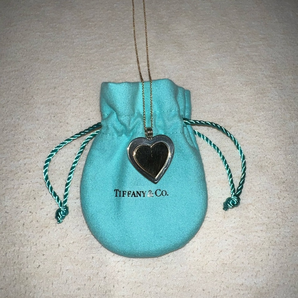 Vintage Tiffany & Co Sterling Silver Heart-Shape Pendant w/ 18k Gold Trim